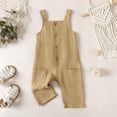 thumbnail image 3 of KAUOD Baby Girls Cotton Linen Jumpsuit Baggy Overalls Pants Kids Sleeveless Suspender Rompers Summer Clothes Toddler Button Outfit, 3 of 8