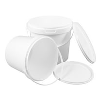 2pcs Portable Toy Storage Bucket White Plastic Bucket with Lid and Handle