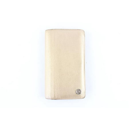 Metallic Leather Flap Clutch - Cc Flap Wallet 225102 Light Gold Metallic Leather Clutch
