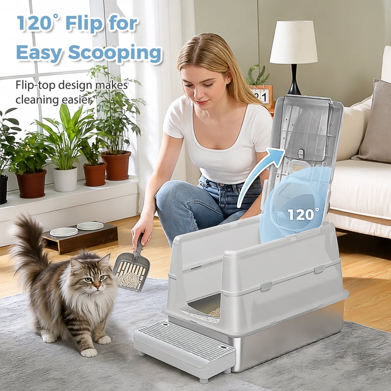 Pawz Road Stainless Steel Enclosed Litter Box with Filter photo 2