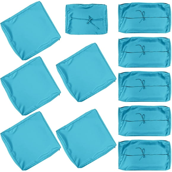Gotland Housses de Coussins de Patio Extérieur 11 Pcs, Anti-Éclaboussures, Lavables, Lisses et Épaisses, Housse à Fermeture Éclair YKK, Convient pour 5 Places de Remplacement (Bleu)