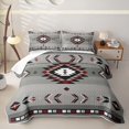 thumbnail image 2 of Erosebridal Western Tribal Aztec Quilt King for Women Men, Vintage Mandala Triangle King Coverlet Set, Gray Red, 3 Pieces, 2 of 7