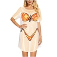 thumbnail image 4 of Robe pour Femmes, Manches Courtes Col Rond Plissée Décontractée d'Été pour la Plage, 4 of 5