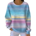 thumbnail image 2 of VJGBEGW Women Gradient Ribbed Long Sleeve Sweatshirt Crew Neck Loose Fit Pullover Tops Casual Drop Shoulder Sweatshirts Sky Blue S, 2 of 4