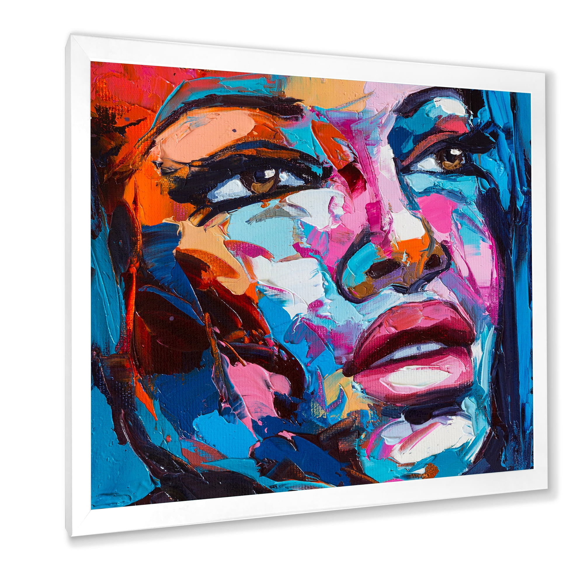 Designart 'Abstract Colorful Fantasy Portrait Of A Young Woman III' Modern Framed Art Print