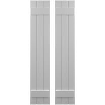 Ekena Millwork 10 1/2"W x 67"H Americraft Three Board (2 Batten) Exterior Real Wood Joined Board-n-Batten Shutters (Per Pair), Primed
