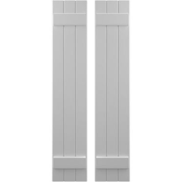 Ekena Millwork 10 1/2"W x 79"H Americraft Three Board (2 Batten) Exterior Real Wood Joined Board-n-Batten Shutters (Per Pair), Primed