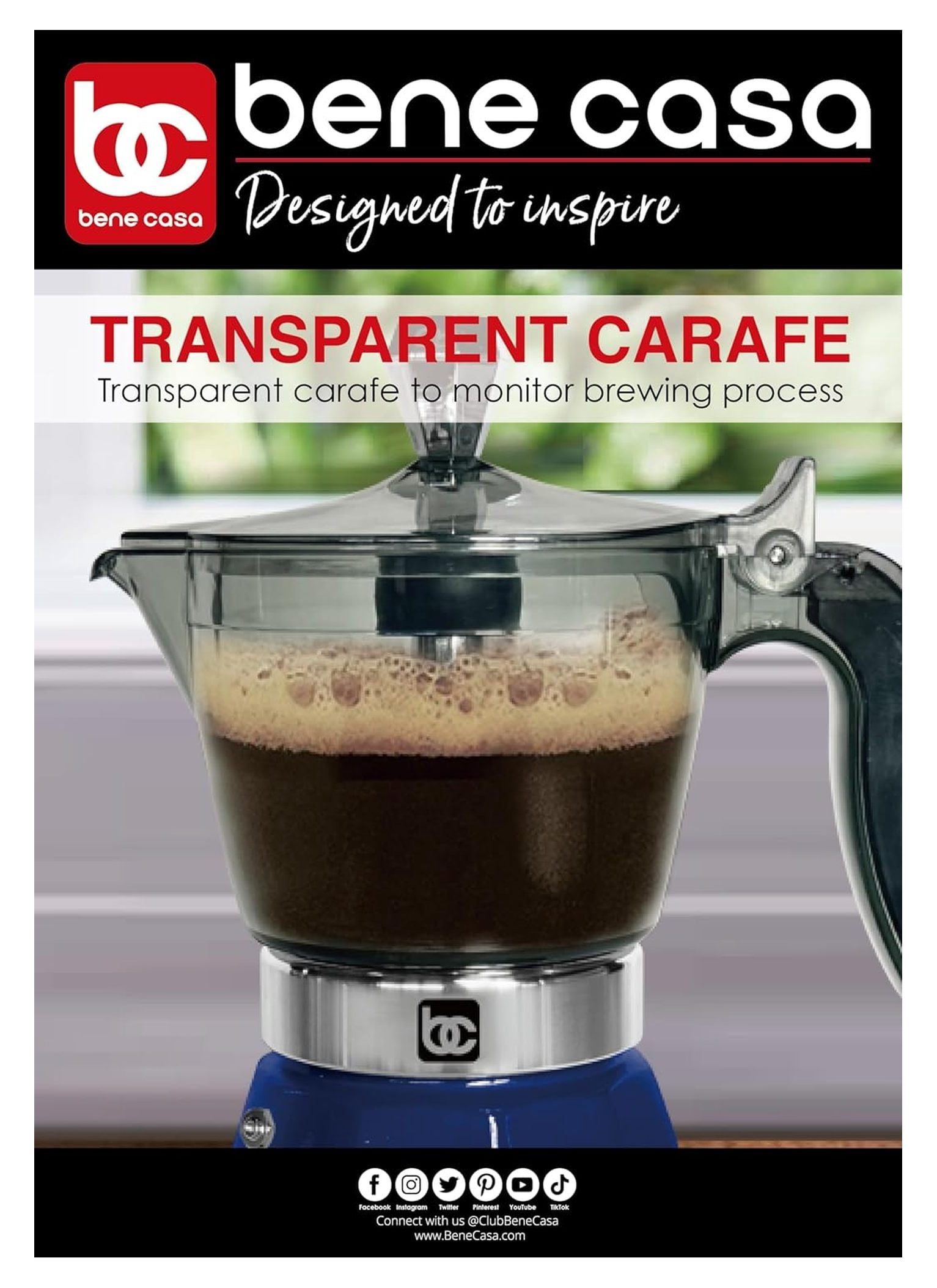 Portable Espresso Maker, Electric Coffee Machine for 1-3 Cups - BLUE - Cafetera for Home, Travel, Camping, RV - Fast Brewing, Automatic Shut-Off