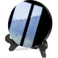 thumbnail image 1 of Black Obsidian Scrying Mirror, Natural Black Obsidian Scrying Mirror For Feng Shui With Stand, Yoga Energy Mirror Interior new Banmo, 1 of 5