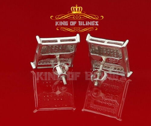 King of Bling's 0.36ct Diamond Stud Earrings For Women's White 925 Sterling Silver For Men's