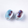 thumbnail image 2 of 100pc Handmade Porcelain Beads Fancy Antique Glazed Porcelain Oval Light Sky Blue 12~14x9~10.5x9~11mm Hole: 2.5mm, 2 of 2