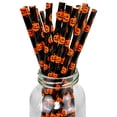 thumbnail image 4 of 25/50/100 pajitas de papel biodegradables para fiestas de Halloween, color negro y naranja, a rayas, para beber, para Halloween, 4 of 5
