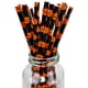 thumbnail image 4 of 25/50/100 pajitas de papel biodegradables para fiestas de Halloween, color negro y naranja, a rayas, para beber, para Halloween, 4 of 5