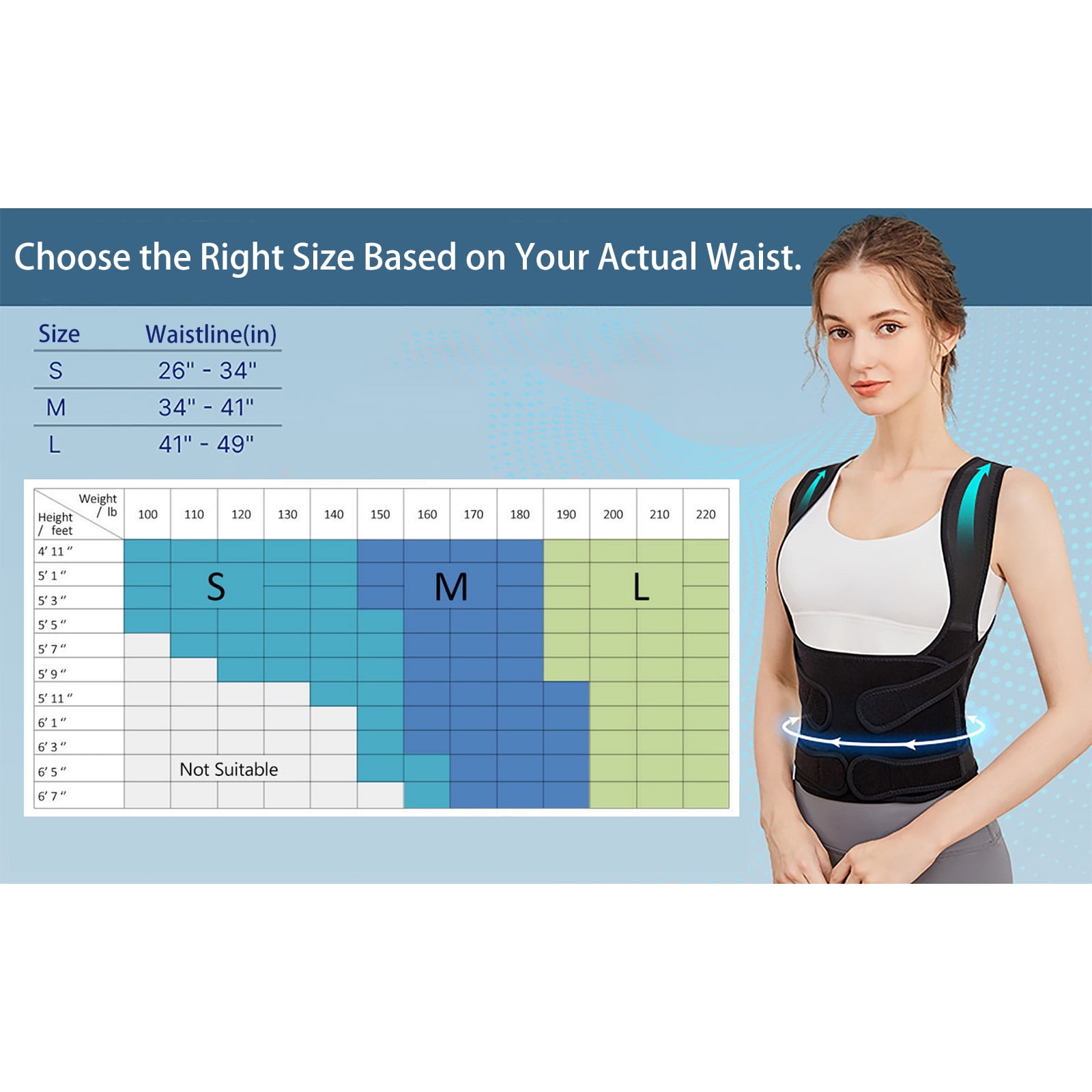 Posture Corrector for Women,Invisible Wear Back Brace,Unisex Design Shoulder Brace,Black,S