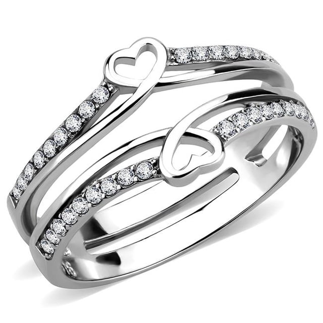 Bague pour Femmes en Acier Inoxydable Poli avec AAA Grade CZ en Transparent - Taille 5