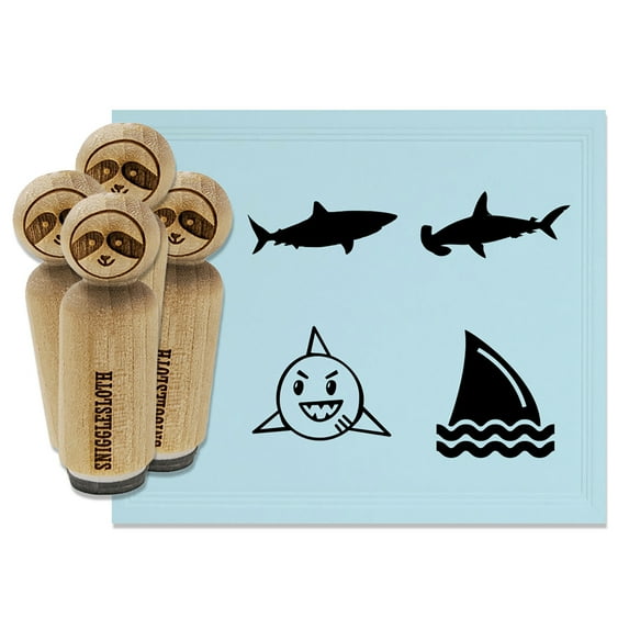 Sharks Hammerhead Fin Doodle Rubber Stamp Set for Scrapbooking Crafting Stamping - Medium 1 Inch