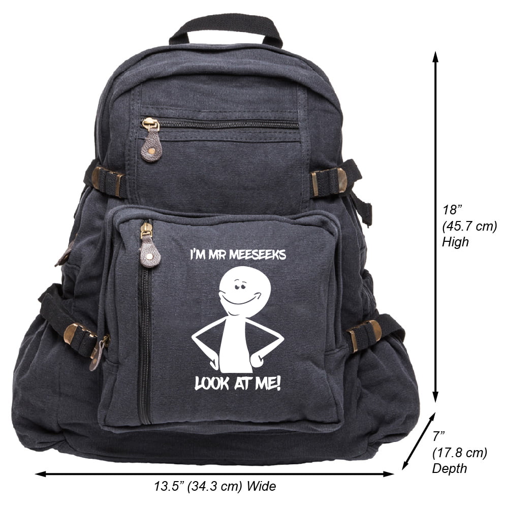 Soedan rem proza I'm Mr Meeseeks Look At Me Heavyweight Canvas Backpack Bag, Black (Large) -  Walmart.com