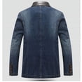thumbnail image 3 of Men's Jacket Denim Jacket Spring and Autumn Suit Blazer Jeans Patchwork Leather Slim Fit Jacket, 3 of 10