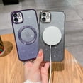thumbnail image 6 of Compatible with iPhone 12 Magnetic Gardient Glitter Case, Plating Bling Cute Case with MagSafe for Women Girls Full Camera Protector Back Cover for iPhone 12 6.1'' Purple, 6 of 11
