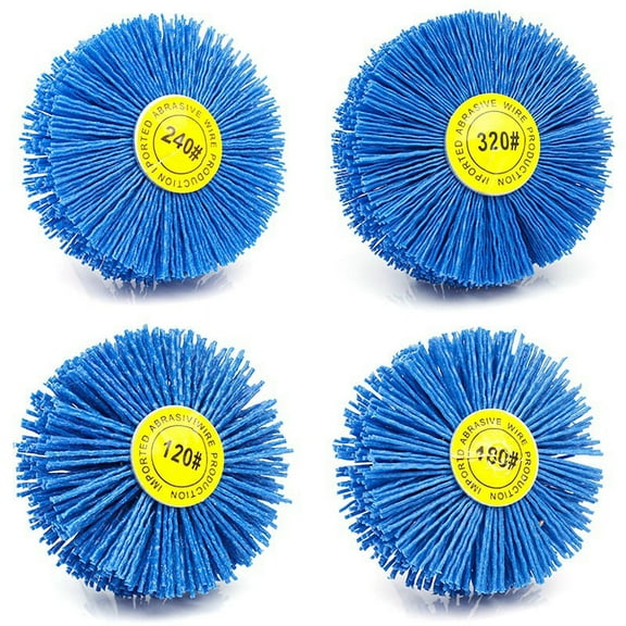 Top Sales 4 Pieces 80x30x6Mm Drill Abrasive Wire Grinding Wheel Nylon Bristle Polishing Brush For Wood Furniture Mahogany