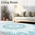 thumbnail image 2 of ODIKA 3'x5' Machine Washable Non-Slip Area Rug, Arctic Starburst Holiday Tree Skirt Featuring Delicate Ice Crystal Motifs High Traffic Rug with Pad, Blue, 740817, 2 of 8