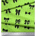 thumbnail image 2 of Soimoi Green Rayon Fabric Bow & Dots Fabric Prints By Yard 56 Inch Wide, 2 of 5