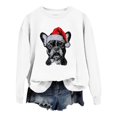 thumbnail image 5 of Fiaer Crew Neck Women Christmas Sweatshirts Long Sleeve Fog Printed Tops Plus Size Casual Fashion Fall Cozy Pullover White XL, 5 of 5