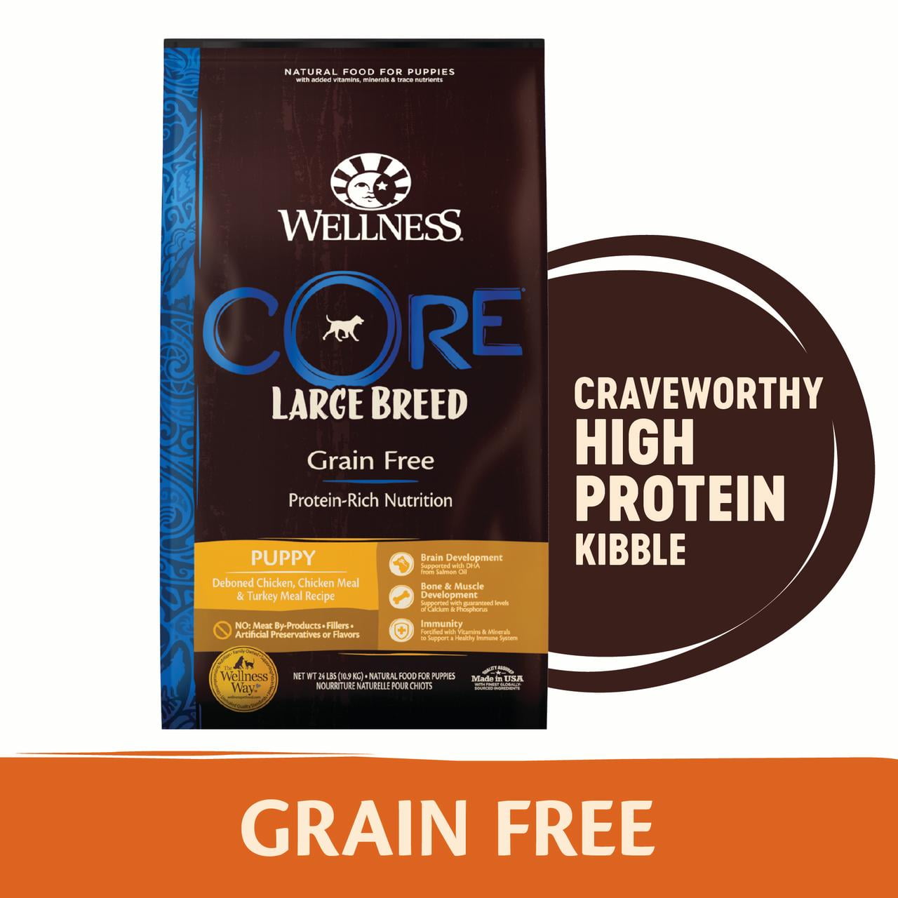 Wellness CORE Natural Grain Free Dry Puppy Food, Large Breed Puppy, 12