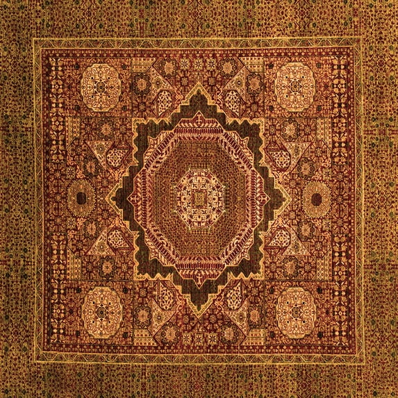 Ahgly Company Indoor Square Abstract Orange Modern Area Rugs, 5' Square