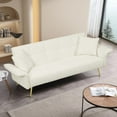 thumbnail image 4 of Unbranded 70 "Teddy Velvet Sofa Bed With Adjustable Armrests Beige, 4 of 5