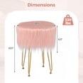 thumbnail image 3 of Gymax Vanity Chair Makeup Stool Furry Padded Seat Round Ottoman Pink, 3 of 10