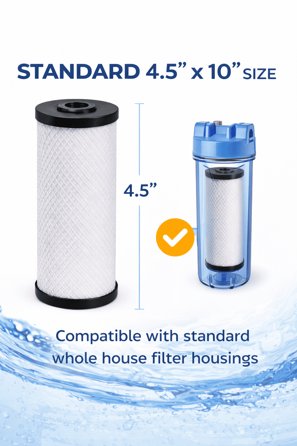 Sterling Water Treatment High Flow Carbon Block Filter Cartridge. 4.5inch x 10inch - CBJ1005