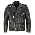 thumbnail image 4 of uikmnh Coats for Men Autumn and Winter Europe and The United States Fashion Leather Men's Large Size Zipper Motorcycle Leather Jacket Size:XL, 4 of 4