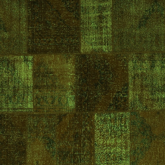 Ahgly Company Indoor Square Patchwork Green Transitional Area Rugs, 5' Square
