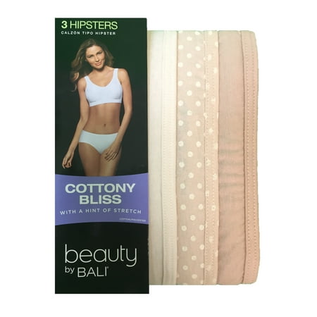 Medium Hipster - Beauty By Bali 3 Pair Hipster Briefs Panties Cottony Bliss #UT41WP (Medium, Beige)
