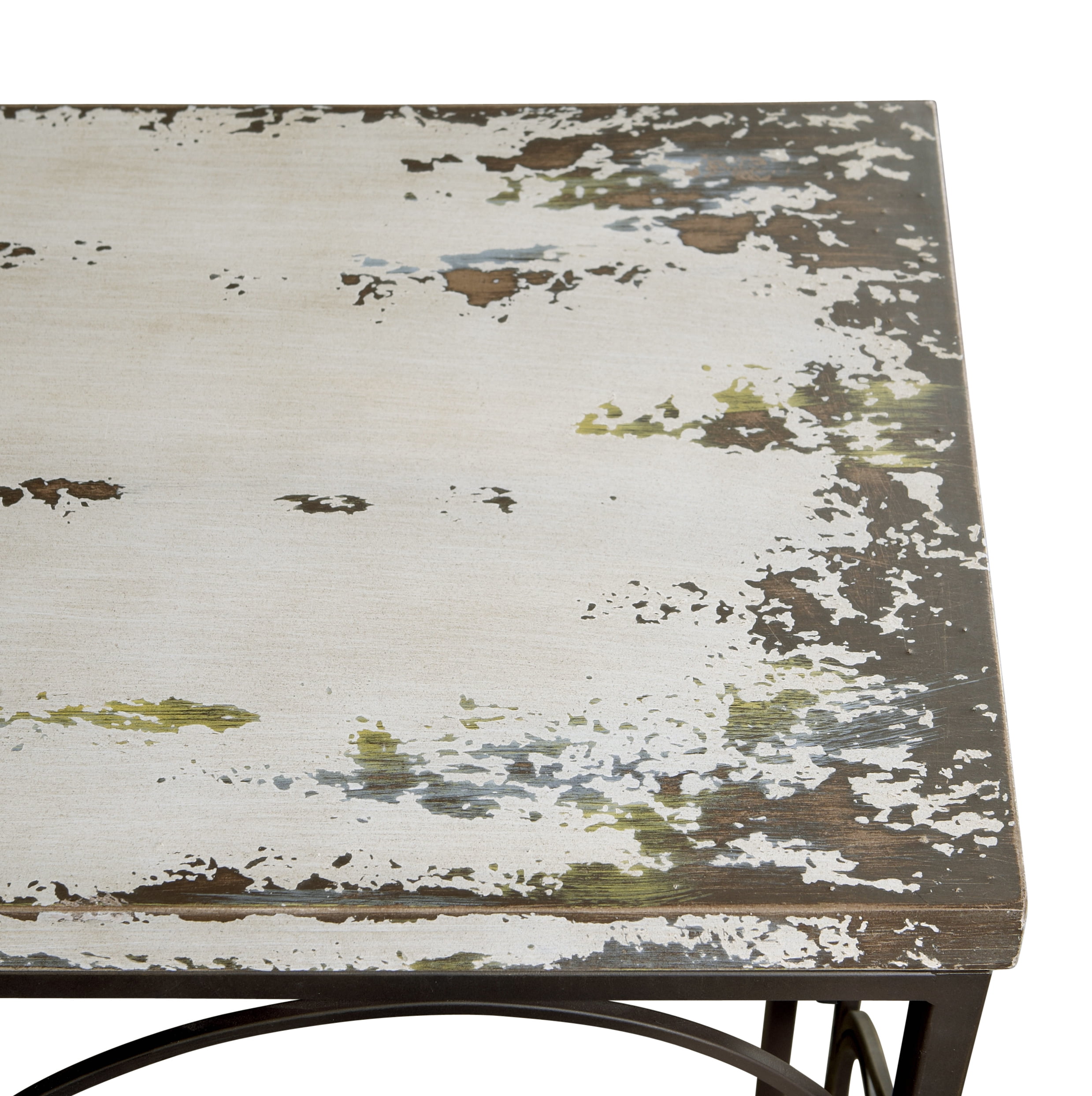 Powell Parcel Collection Console Table With Metal Scroll White