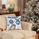 thumbnail image 4 of Hogar y cocina, Decoración del hogar, Decoración navideña, Funda de almohada navideña azul de 45 x 45 cm, con bonito muñeco de nieve, súper suave, estampada para sofá, funda de almohada navideña, fund, 4 of 6