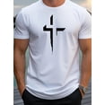 thumbnail image 1 of Men's Casual Cross Graphic - Soft 100% Cotton, Stretchy & Machine Washable, Round Neck Short Sleeve Shirt For Summer Tee For Adult, Men, Women, Teen, Teenager, Adolescent, Youth, 1 of 7