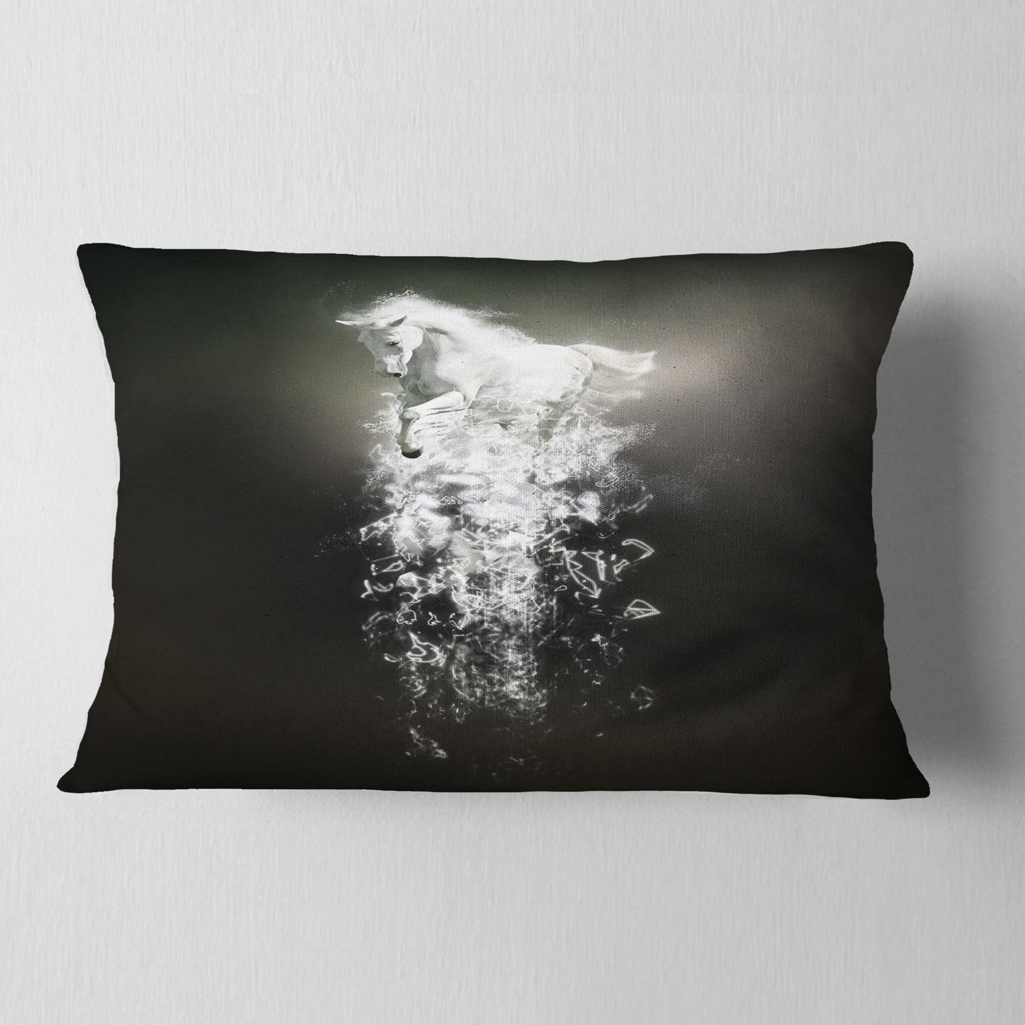 Designart Fantasy White Horse Running - Animal Throw Pillow - 12x20