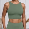 thumbnail image 2 of Womens Cropped Workout Tank Tops with Built in Bras Summer Sleeveless Yoga Tops Padded Racerback Running Gym Athletic Tees Green M, 2 of 4