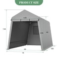 thumbnail image 4 of Lumiparty 7x12 FT Outdoor Storage Shelter Tent, Waterproof Portable Carport with Roll-Up Door & Vents, Storage Shed for ATV, Motorcycle, Bike, Lawn Equipment & Garden Tools, Gray, 4 of 9