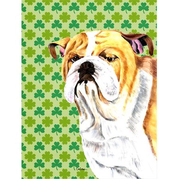 15 x 15 in. Bulldog English St. Patricks Day Shamrock Portrait Garden Size Flag