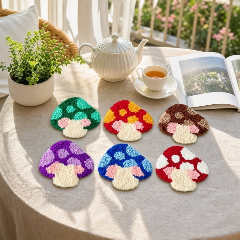 Mushroom Tufting Coaster Craft Pack, Craft Kit for Adults, Adult