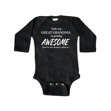

Inktastic Yeah My Great Grandma Is Pretty Awesome Gift Baby Boy or Baby Girl Long Sleeve Bodysuit