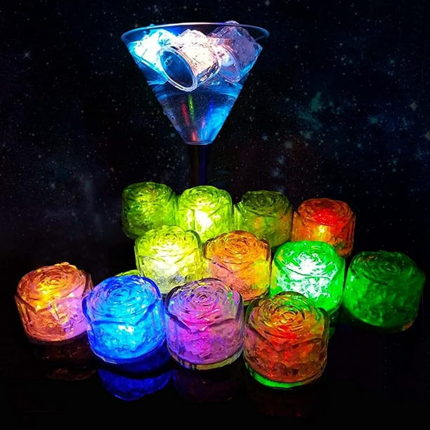 Light Up 24 Pack Multi Color Led Ice Cubes for Drinks with Changing Lights, Reusable Glowing Flashing Ice Cube Walmart.com