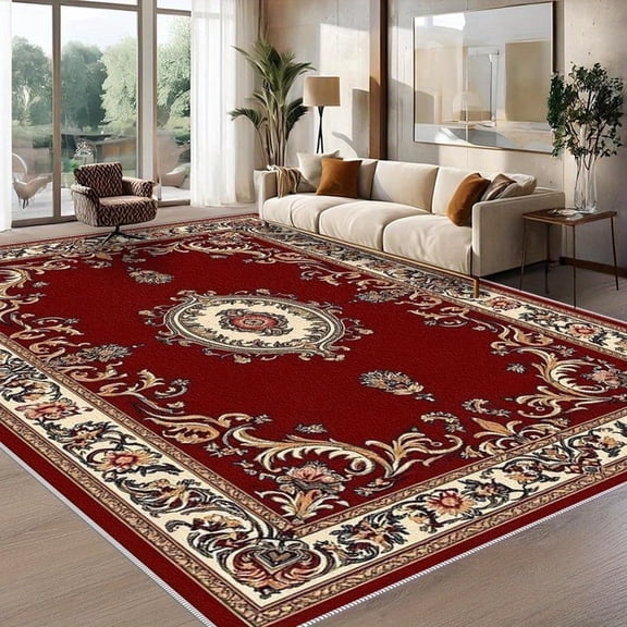1PC Vintage Style Area Carpet Local Carpet, Lightweight Washable Easy-to-Tidy Carpet Mat Festival Gift, Suitable for Living Room, Bedroom, Dining Room, Study Room, Office, Room Accessones