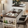 thumbnail image 2 of 83.1" Extendable Kitchen Island with Slide Out Table,Mobile Prep Station with Tempered Glass Doors,Storage Racks and Wheels,Space Saving Dining Table and Breakfast Bar for 2-6,Creamy White and Walnut, 2 of 6