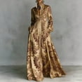 thumbnail image 5 of Navy Floral Print High-Collar Long Sleeve Shirt Dress With Button Front And Pockets, 5 of 8