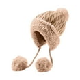 thumbnail image 4 of KANG Knitted Hat With Triple Pom Poms Fleece Lined Warm Winter Ear Cold Weather, 4 of 4