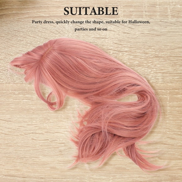 KONTONTY Chic Pink Wig for Middle Part Synthetic Hair Accessories for Women 1Set